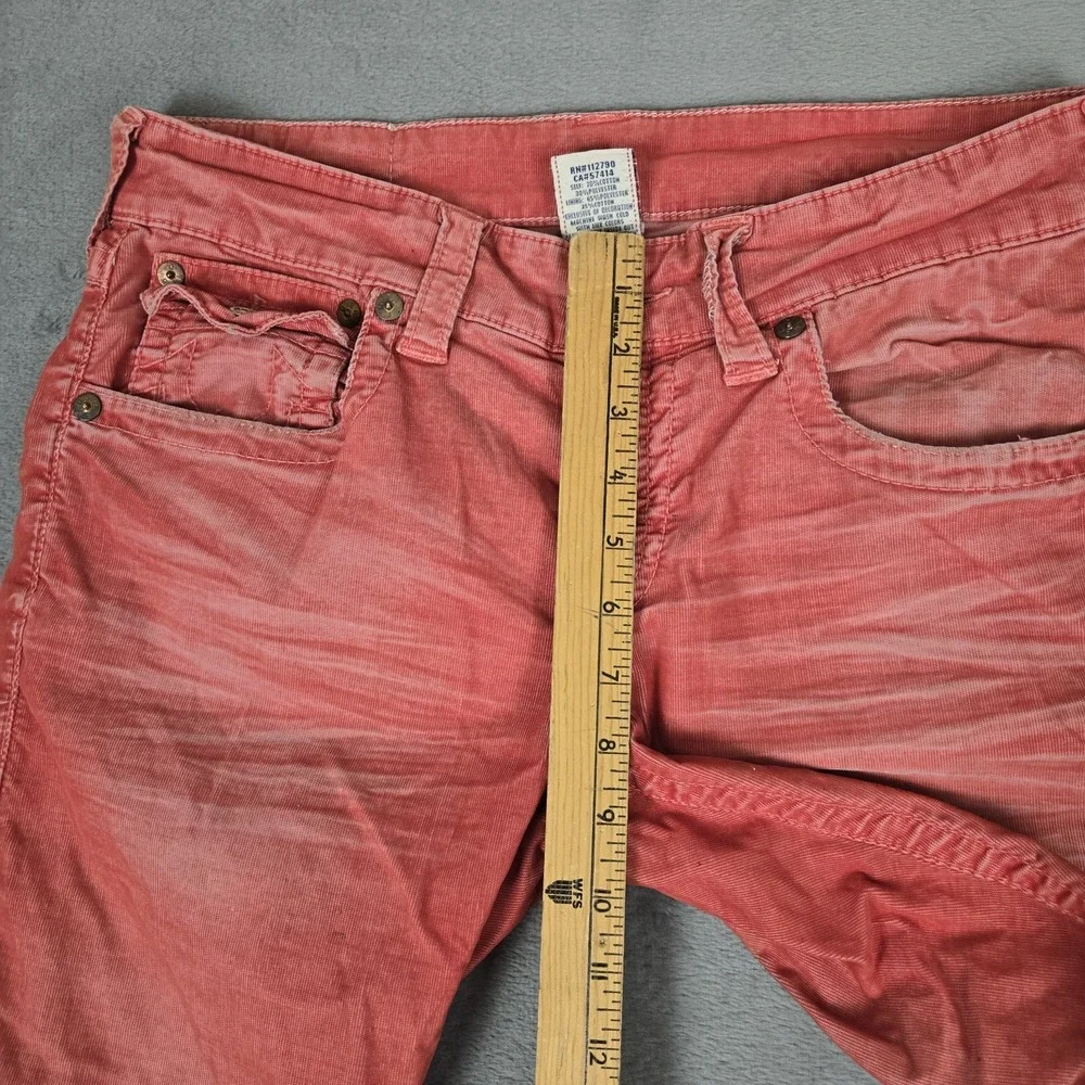 True Religion Ricky Relaxed Straight Jeans Mens 30x32 Flap Red Corduroy Y2K